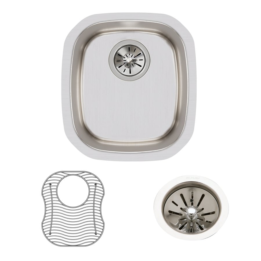 Lustertone® Classic Stainless Steel 14-1/4" x 15-3/4" x 5-15/16" Single Bowl Undermount Sink Kit