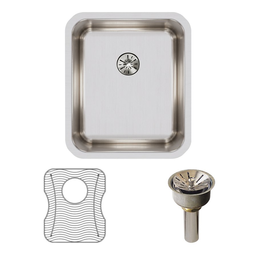 Lustertone® Classic Stainless Steel 16" x 18-1/2" x 7-7/8" Single Bowl Undermount Sink Kit with Perfect Drain®
