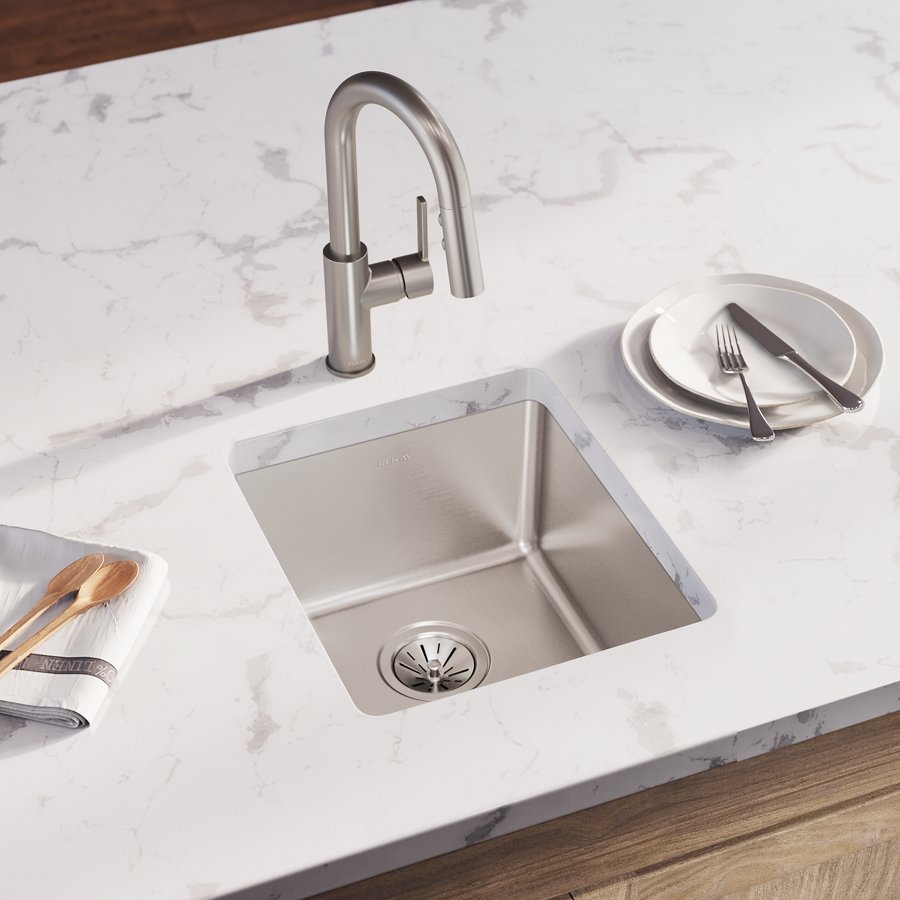 Lustertone Iconix® 18 Gauge Stainless Steel 16" x 18-1/2" x 8" Single Bowl Undermount Sink