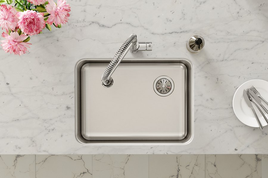 Lustertone® Classic Stainless Steel 25-1/2" x 19-1/4" x 8" Single Bowl Undermount Sink with Right Drain