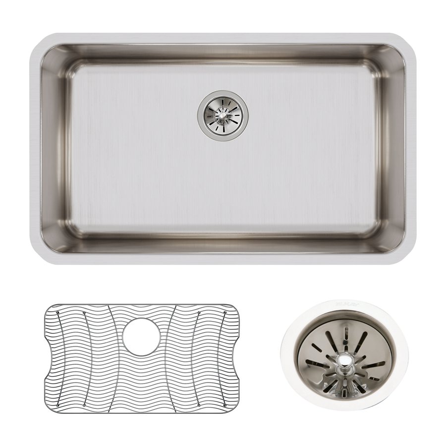 Lustertone® Classic Stainless Steel 30-1/2" x 18-1/2" x 10" Single Bowl Undermount Sink Kit