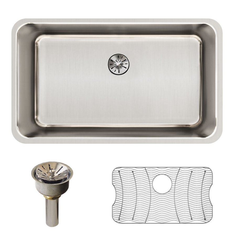 Lustertone® Classic Stainless Steel 30-1/2" x 18-1/2" x 10" Single Bowl Undermount Sink Kit with Perfect Drain®