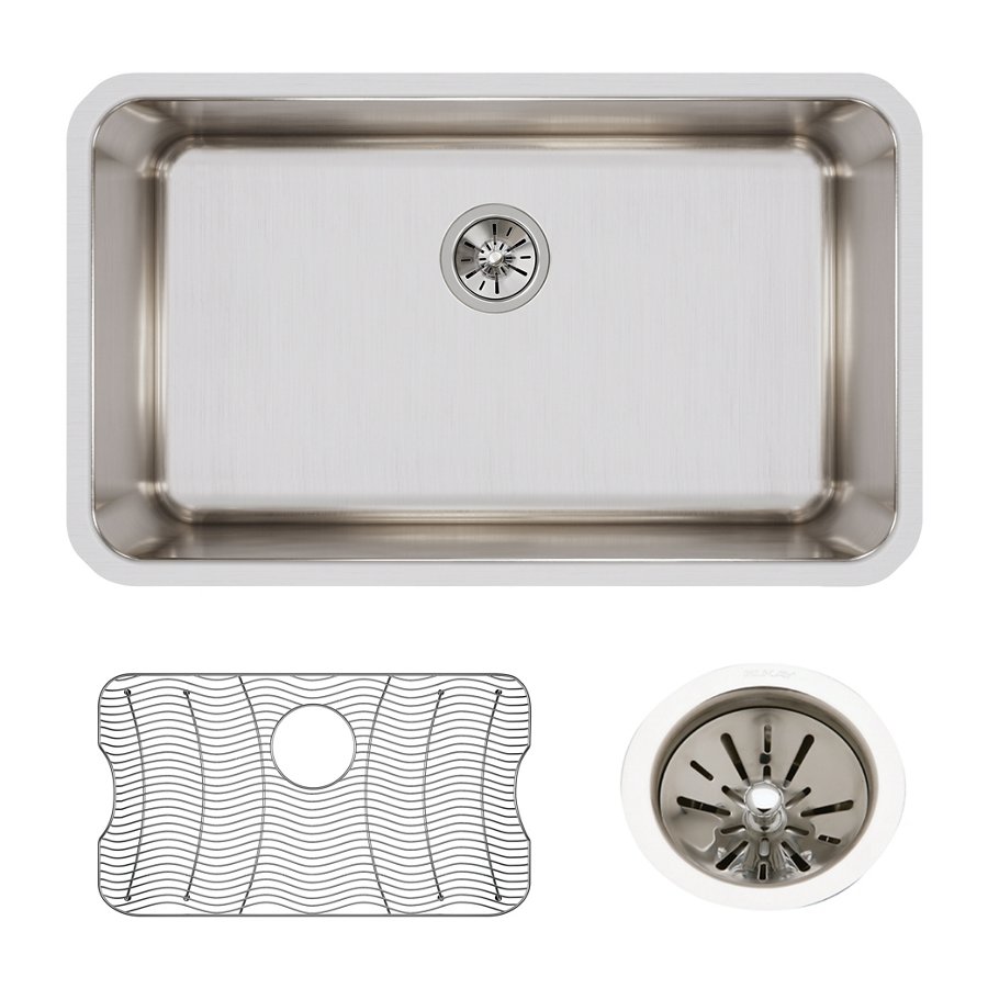Lustertone® Classic Stainless Steel 30-1/2" x 18-1/2" x 11-1/2" Single Bowl Undermount Sink Kit