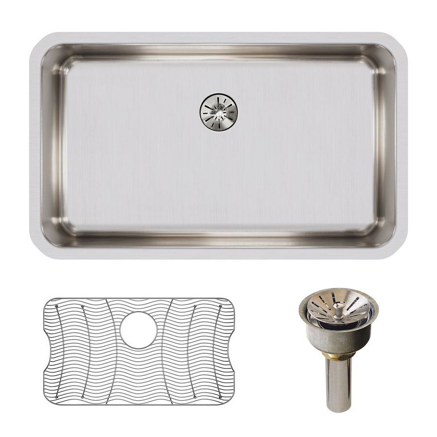 Lustertone® Classic Stainless Steel 30-1/2" x 18-1/2" x 7-1/2" Single Bowl Undermount Sink Kit w/Perfect Drain®