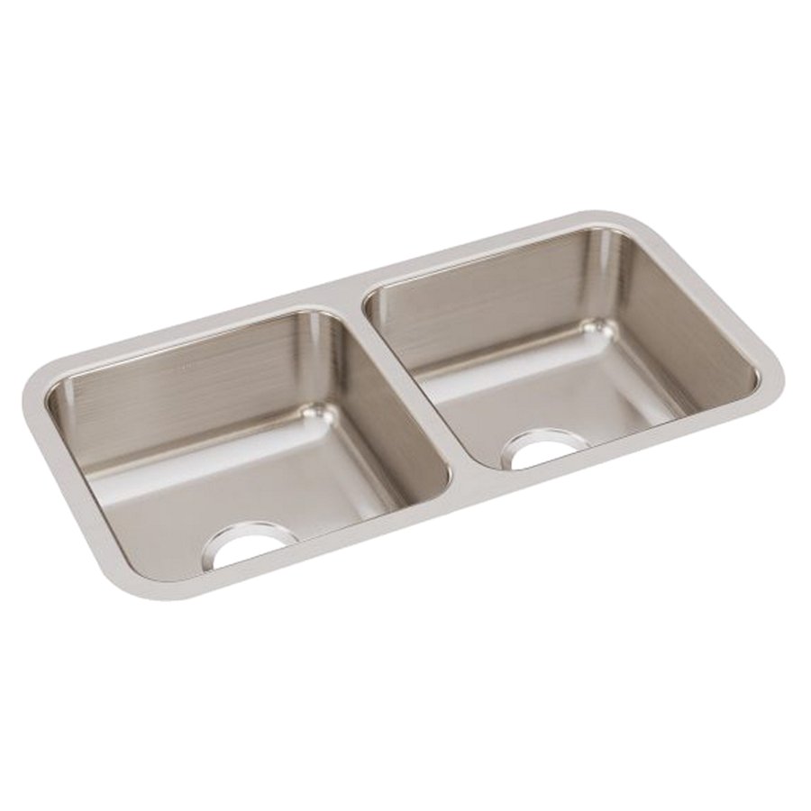 Lustertone® Classic Stainless Steel, 31-3/4" x 16-1/2" x 7-1/2" Equal Double Bowl Undermount Sink