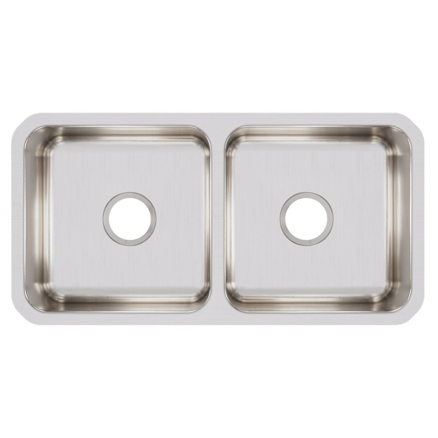 Lustertone® Classic Stainless Steel, 31-3/4" x 16-1/2" x 7-1/2" Equal Double Bowl Undermount Sink