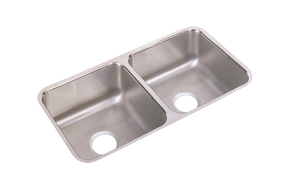 Lustertone® Classic Stainless Steel, 31-3/4" x 16-1/2" x 7-1/2" Equal Double Bowl Undermount Sink Kit