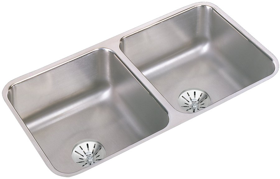 Lustertone® Classic Stainless Steel, 31-3/4" x 16-1/2" x 7-1/2" Double Bowl Undermount Sink w/Perfect Drain®