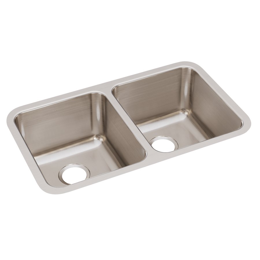 Lustertone® Classic Stainless Steel 30-3/4" x 18-1/2" x 10" Equal Double Bowl Undermount Sink