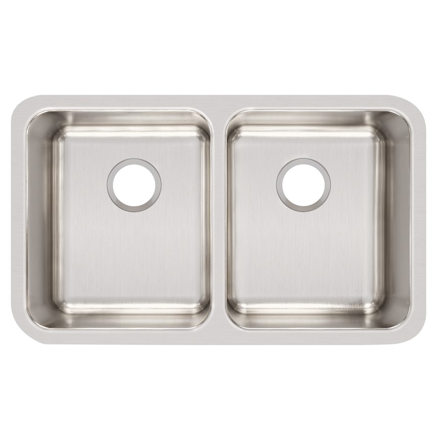 Lustertone® Classic Stainless Steel 30-3/4" x 18-1/2" x 10" Equal Double Bowl Undermount Sink