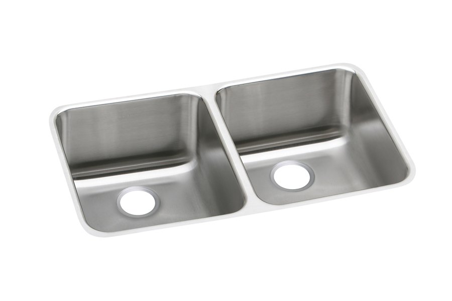 Lustertone® Classic Stainless Steel 30-3/4" x 18-1/2" x 10" Equal Double Bowl Undermount Sink with Right Drain