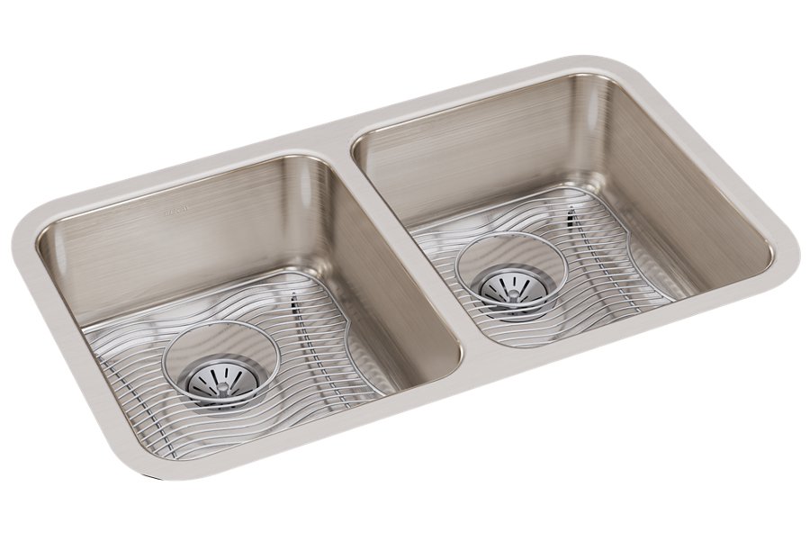 Lustertone® Classic Stainless Steel 30-3/4" x 18-1/2" x 7-7/8" Equal Double Bowl Undermount Sink Kit