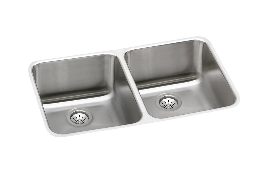 Lustertone® Classic Stainless Steel 30-3/4" x 18-1/2" x 7-7/8" Equal Double Bowl Undermount Sink Kit