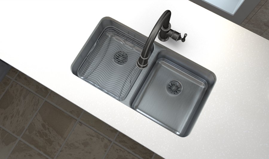 Lustertone® Classic Stainless Steel, 30-3/4" x 18-1/2" x 7-7/8" Double Bowl Undermount Sink w/ Perfect Drain®