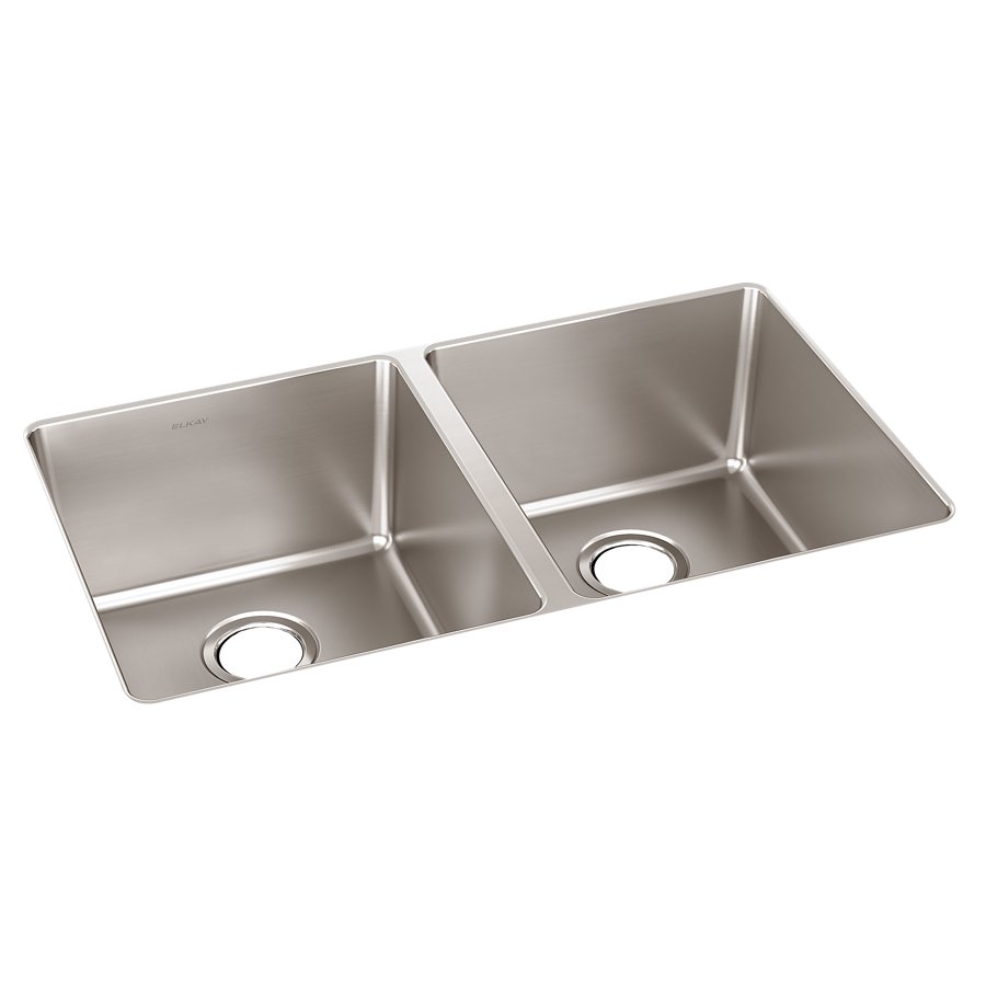 Lustertone Iconix® 18 Gauge Stainless Steel 32-3/4" x 19-1/2" x 9" Double Bowl Undermount Sink