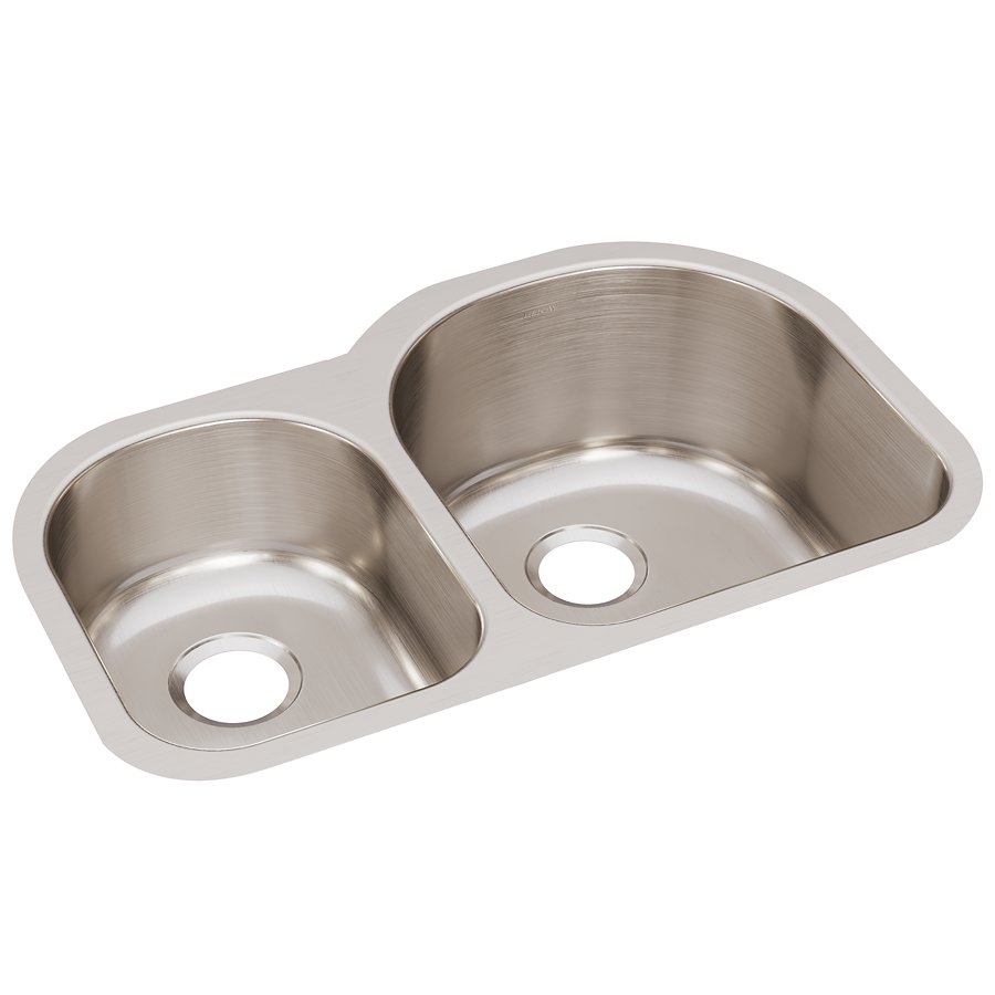 Lustertone® Classic Stainless Steel 31-1/4" x 20" x 10" Offset 40/60 Double Bowl Undermount Sink