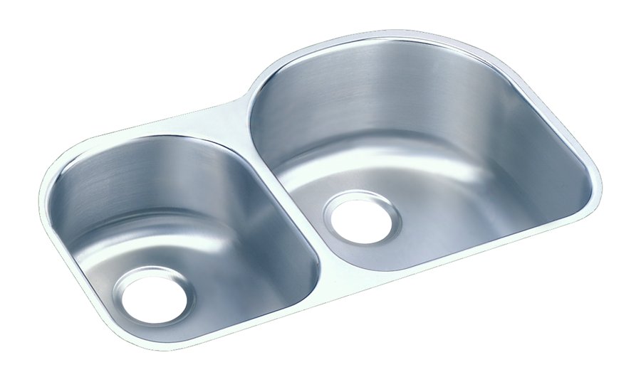Lustertone® Classic Stainless Steel 31-1/4" x 20" x 10" Offset 40/60 Double Bowl Undermount Sink Kit