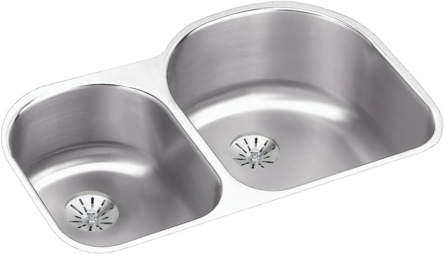 Lustertone® Classic Stainless Steel 31-1/4" x 20" x 10" Offset 40/60 Double Undermount Sink w/Perfect Drain®