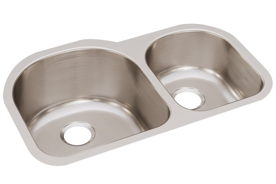 Lustertone® Classic Stainless Steel 31-1/4" x 20" x 10" Offset 60/40 Double Bowl Undermount Sink