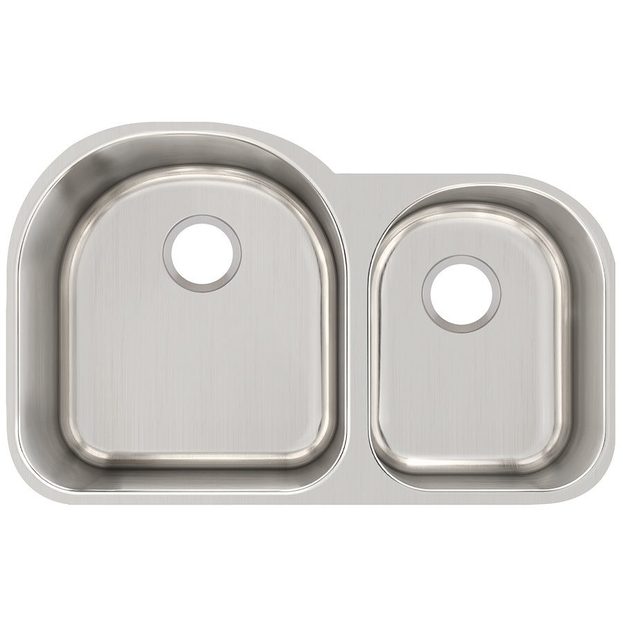 Lustertone® Classic Stainless Steel 31-1/4" x 20" x 10" Offset 60/40 Double Bowl Undermount Sink