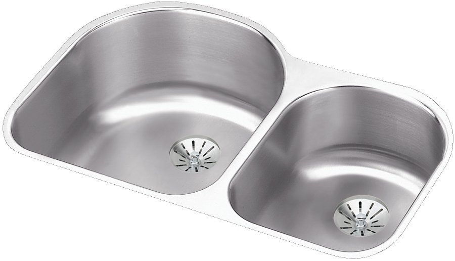 Lustertone® Classic Stainless Steel 31-1/4" x 20" x 10" Offset 60/40 Double Undermount Sink w/Perfect Drain®