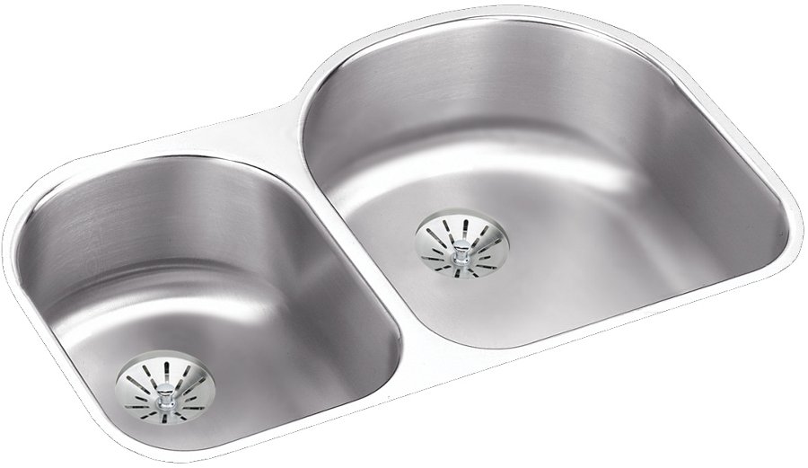 Lustertone® Classic Stainless Steel 31-1/4" x 20" x 7-1/2" Offset 40/60 Double Undermount Sink w/Perfect Drain®