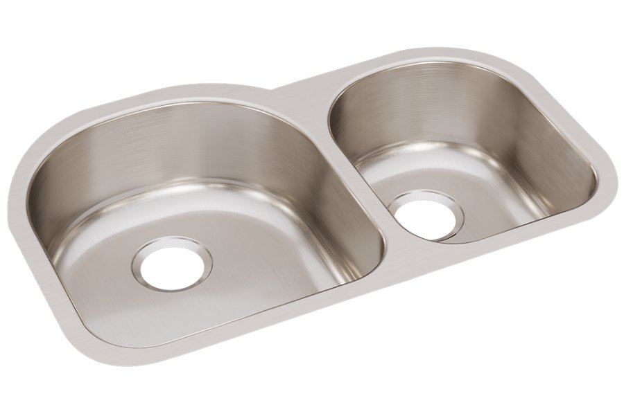 Lustertone® Classic Stainless Steel 31-1/4" x 20" x 7-1/2" Offset 60/40 Double Bowl Undermount Sink