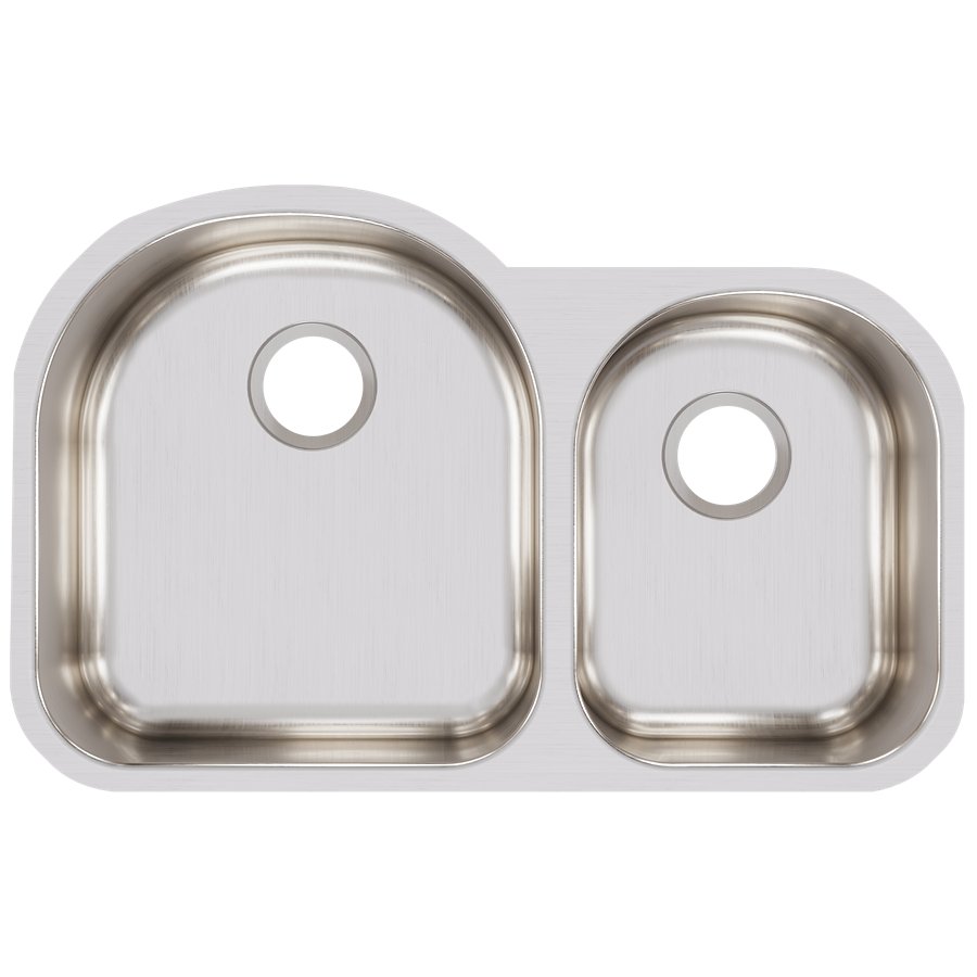 Lustertone® Classic Stainless Steel 31-1/4" x 20" x 7-1/2" Offset 60/40 Double Bowl Undermount Sink