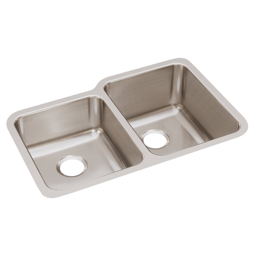 Lustertone® Classic Stainless Steel 31-1/4" x 20-1/2" x 9-7/8" Offset Double Bowl Undermount Sink