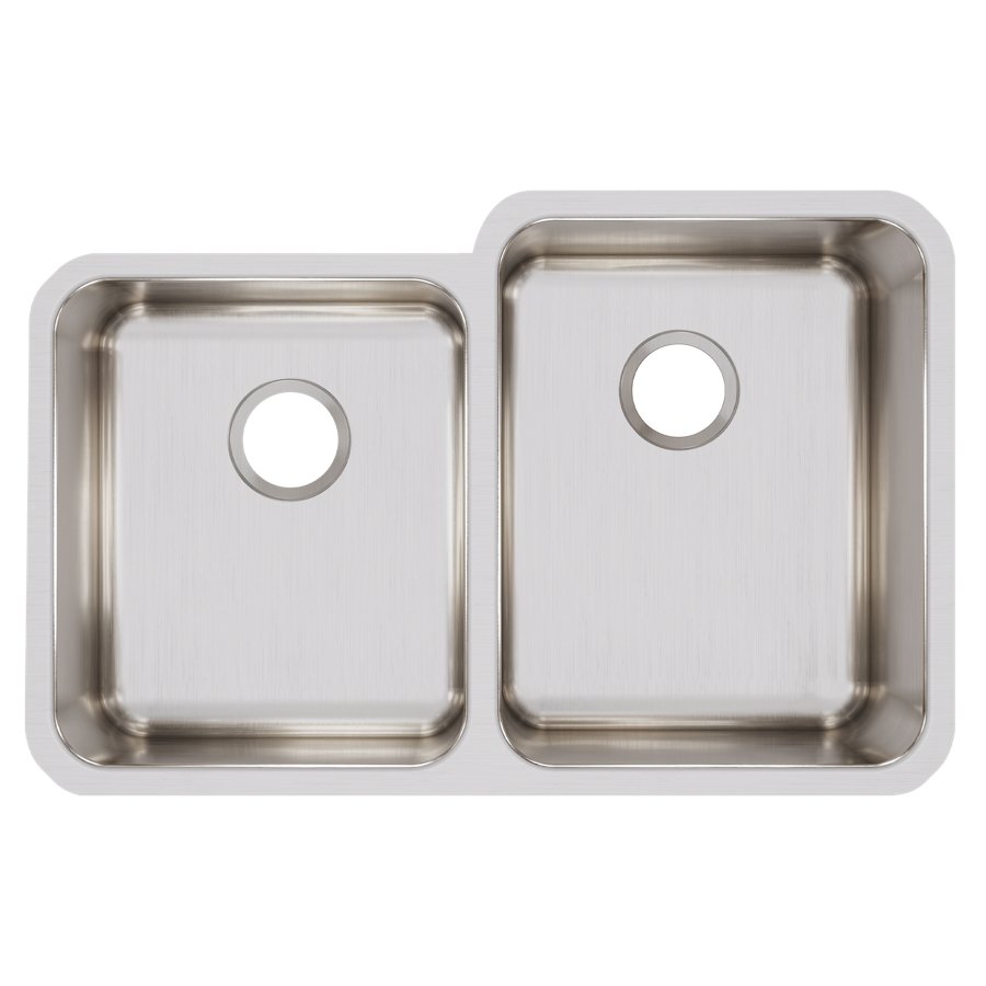 Lustertone® Classic Stainless Steel 31-1/4" x 20-1/2" x 9-7/8" Offset Double Bowl Undermount Sink