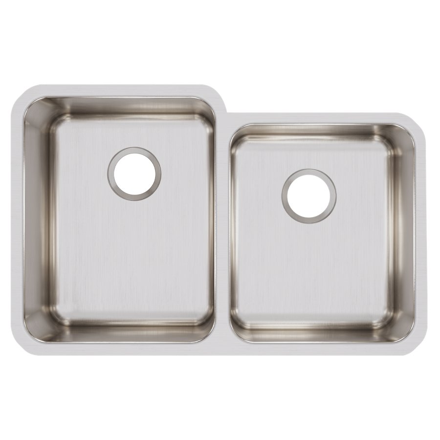 Lustertone® Classic Stainless Steel, 31-1/4" x 20-1/2" x 9-7/8" Offset Double Bowl Undermount Sink