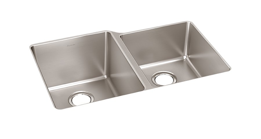 Lustertone Iconix® 18 Gauge Stainless Steel 31-1/4" x 20-1/2" x 9" Double Bowl Undermount Sink with Right Small Bowl