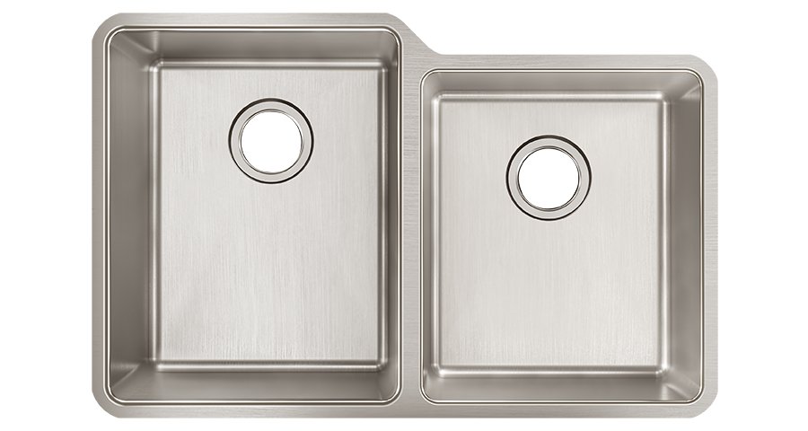 Lustertone Iconix® 18 Gauge Stainless Steel 31-1/4" x 20-1/2" x 9" Double Bowl Undermount Sink with Right Small Bowl
