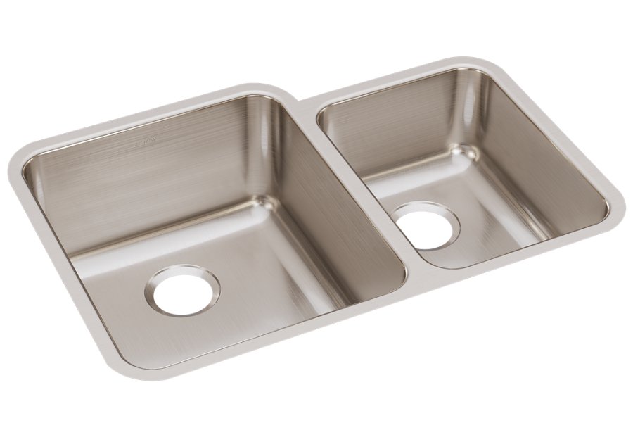 Lustertone® Classic Stainless Steel 30-3/4" x 21" x 9-7/8" Offset 60/40 Double Bowl Undermount Sink