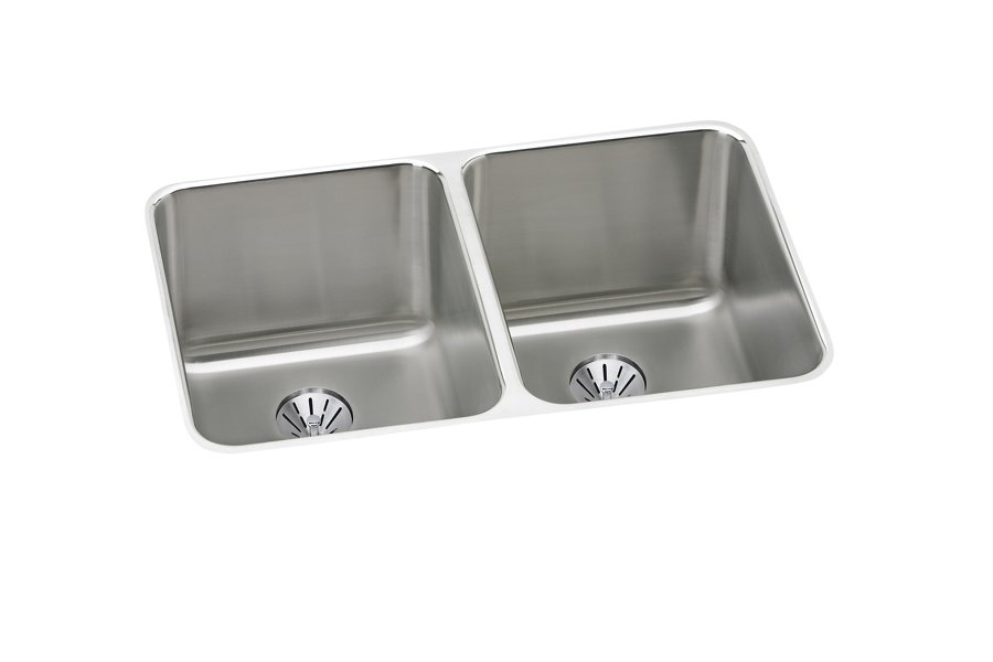 Lustertone® Classic Stainless Steel 31-1/4" x 20" x 9-7/8" Double Bowl Undermount Sink with Perfect Drain®