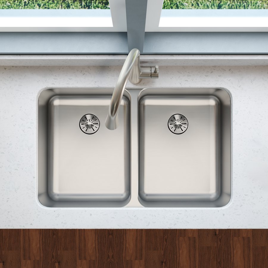Lustertone® Classic Stainless Steel 31-1/4" x 20" x 7-7/8" Double Bowl Undermount Sink with Perfect Drain®
