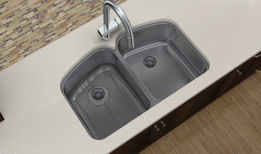 Lustertone® Classic Stainless Steel 32-3/4" x 20-13/16" x 9" Double Bowl Undermount Sink w/Perfect Drain®