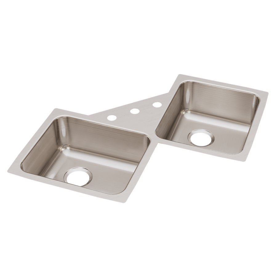 Lustertone® Classic Stainless Steel 32" x 32" x 7-7/8" Equal Double Bowl Corner Sink