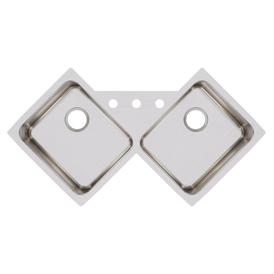Lustertone® Classic Stainless Steel 32" x 32" x 7-7/8" Equal Double Bowl Corner Sink