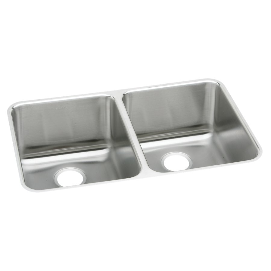 Lustertone® Classic Stainless Steel 35-3/4" x 18-1/2" x 10" Equal Double Bowl Undermount Sink