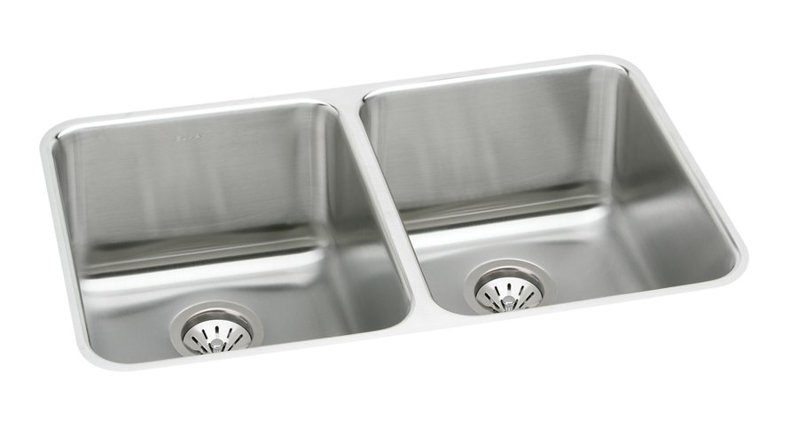 Lustertone® Classic Stainless Steel 35-3/4" x 18-1/2" x 10" Equal Double Bowl Undermount Sink Kit