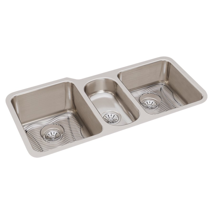 Lustertone® Classic Stainless Steel 40" x 20-1/2" x 9-7/8" Triple Bowl Undermount Sink Kit