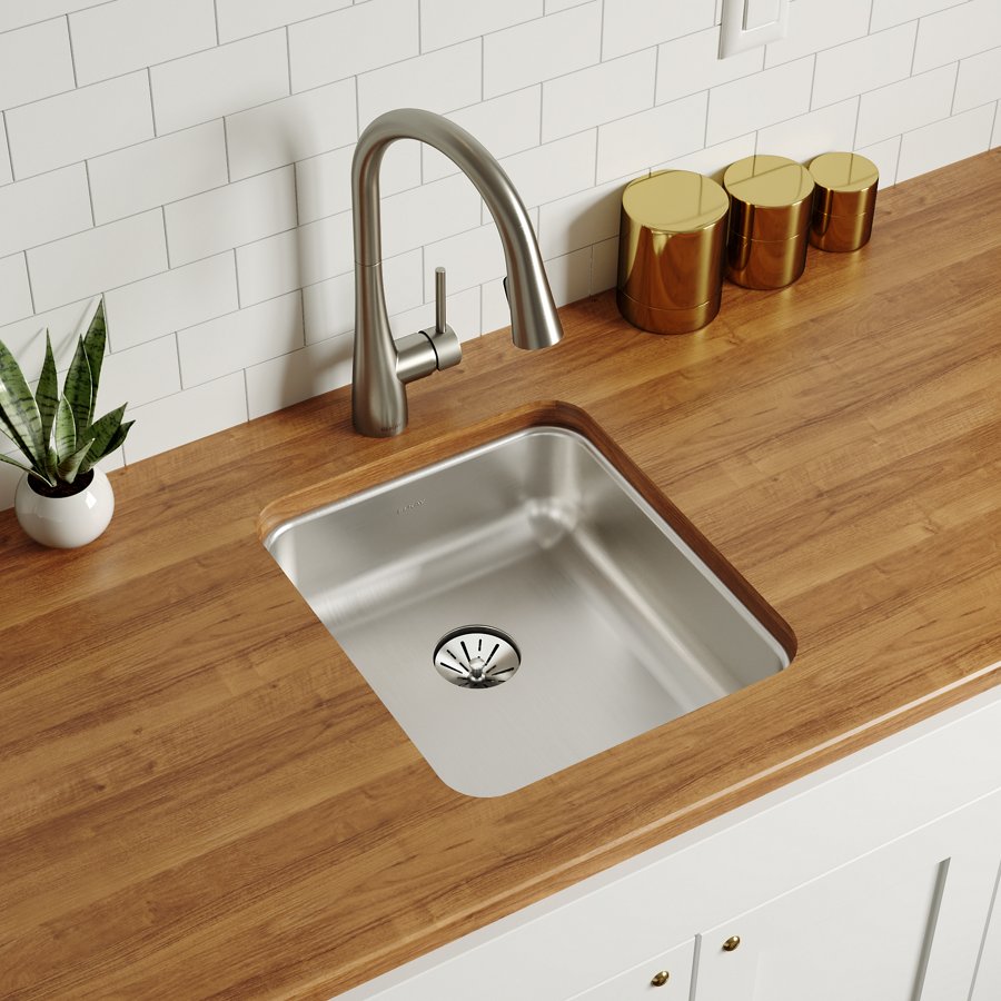 Lustertone® Classic Stainless Steel 16" x 18-1/2" x 5-3/8" Single Bowl Undermount ADA Sink with Perfect Drain®