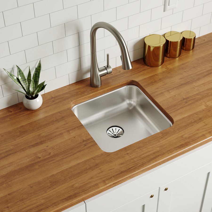 Lustertone® Classic Stainless Steel 16-1/2" x 16-1/2" x 5-3/8" Single Bowl Undermount ADA Sink w/Perfect Drain®
