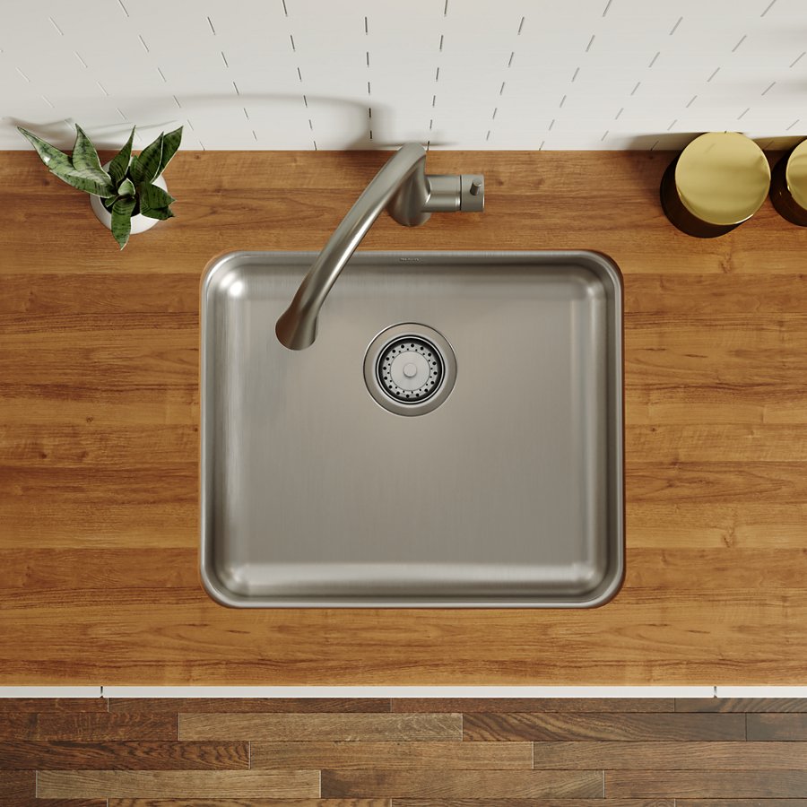 Lustertone® Classic Stainless Steel, 21-1/2" x 18-1/2" x 5-3/8" Single Bowl Undermount ADA Sink