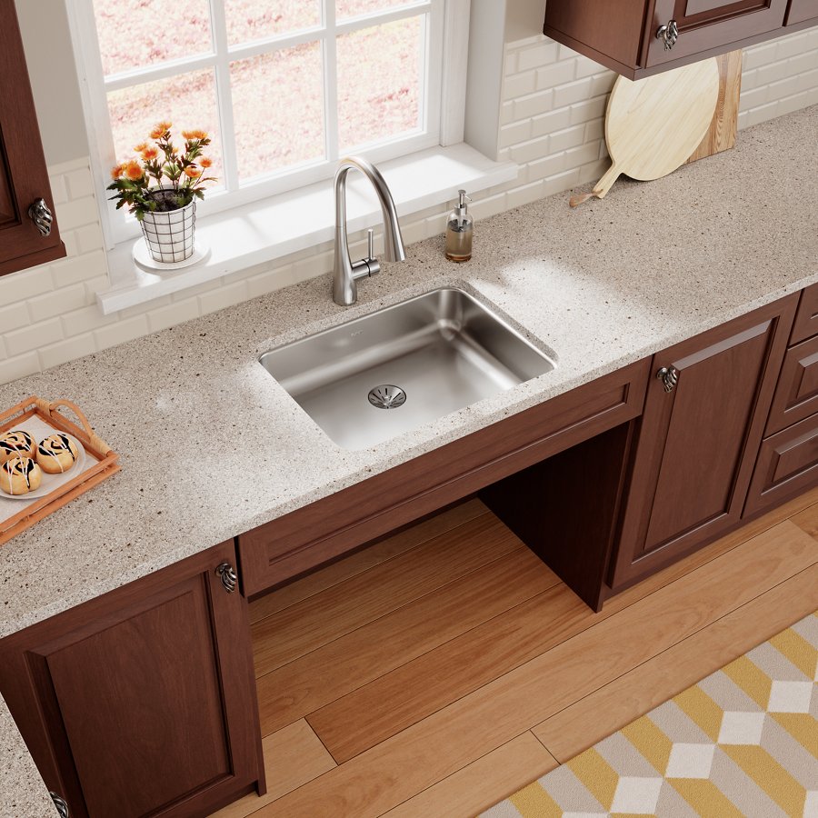 Lustertone® Classic Stainless Steel 23-1/2" x 18-1/4" x 4-3/8" Single Bowl Undermount ADA Sink w/Perfect Drain®