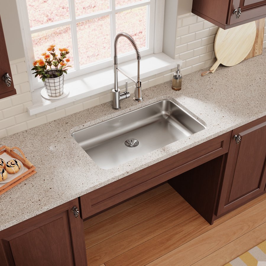Lustertone® Classic Stainless Steel 30-1/2" x 18-1/2" x 5-3/8" Single Bowl Undermount ADA Sink w/Perfect Drain®