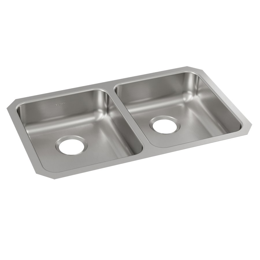 Lustertone® Classic Stainless Steel 30-3/4" x 18-1/2" x 5-3/8" Equal Double Bowl Undermount ADA Sink
