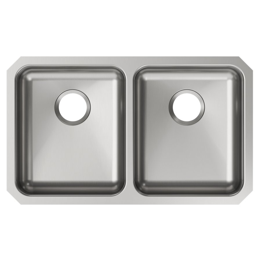 Lustertone® Classic Stainless Steel 30-3/4" x 18-1/2" x 5-3/8" Equal Double Bowl Undermount ADA Sink