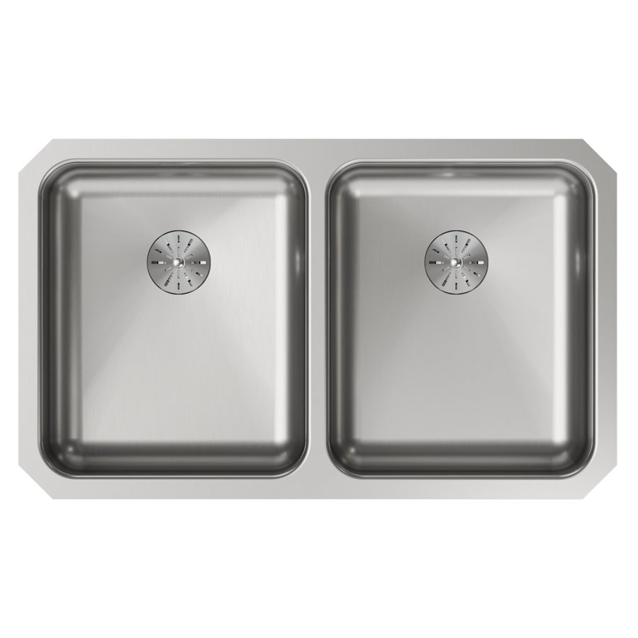 Lustertone® Classic Stainless Steel 30-3/4" x 18-1/2" x 5-3/8" Double Bowl Undermount ADA Sink w/Perfect Drain®